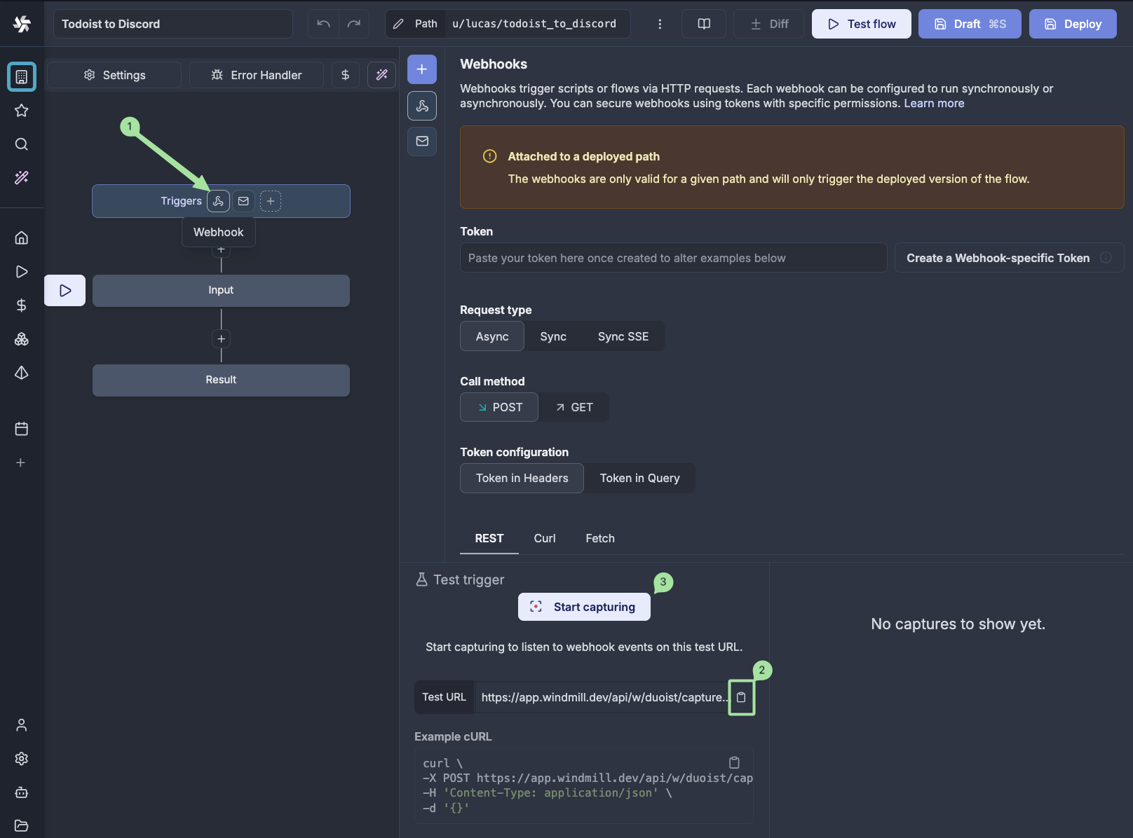 Windmill webhook trigger