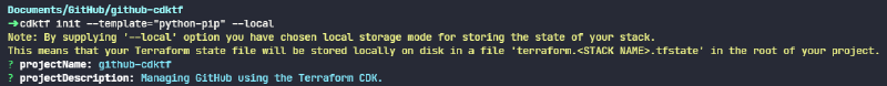 cdktf init