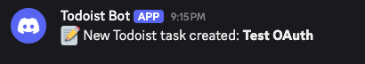Discord message from Todoist